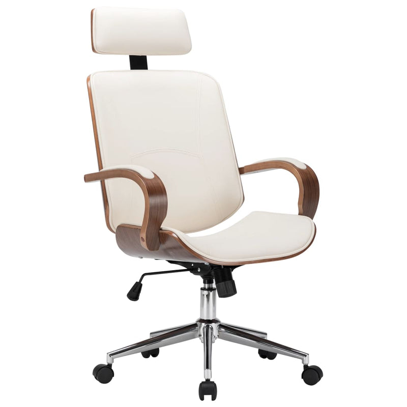 Swivel_Office_Chair_with_Headrest_Cream_Faux_Leather_and_Bentwood_IMAGE_1_EAN:8719883666341