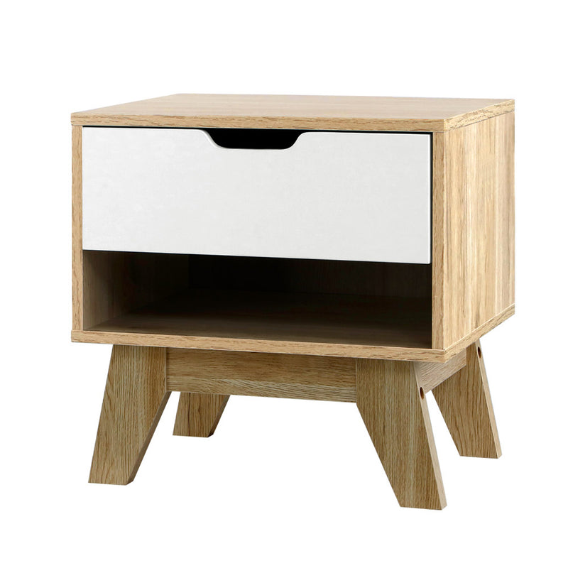 Bedside Table Drawer Nightstand Shelf Cabinet Storage Lamp Side Wooden Image 1 - furni-e-ard-wh