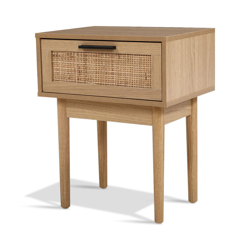 Bedside Tables Table 1 Drawer Storage Cabinet Rattan Wood Nightstand Image 3 - furni-e-rat-bs-wd