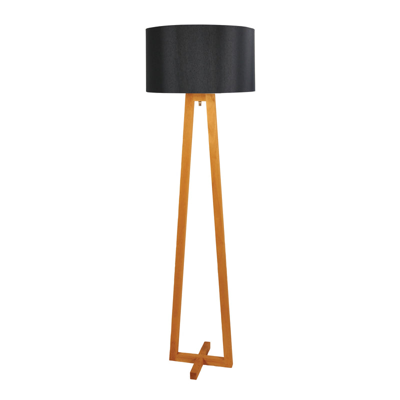 Scandi Floor Lamp with Black Cotton Shade Image 1 - uhol_ol93533bk