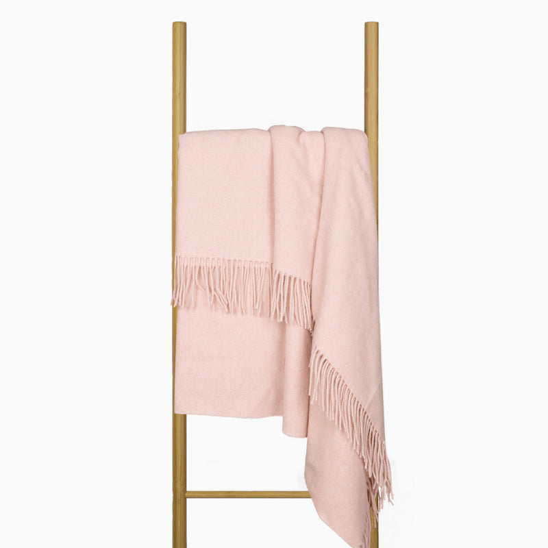 Sussex Throw Blanket Merino Wool Blend Blush Pink 200x140