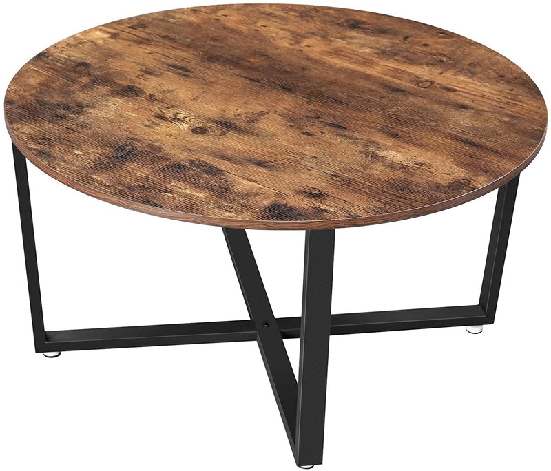 Round Coffee Table Rustic Brown and Black Image 1 - v178-11529