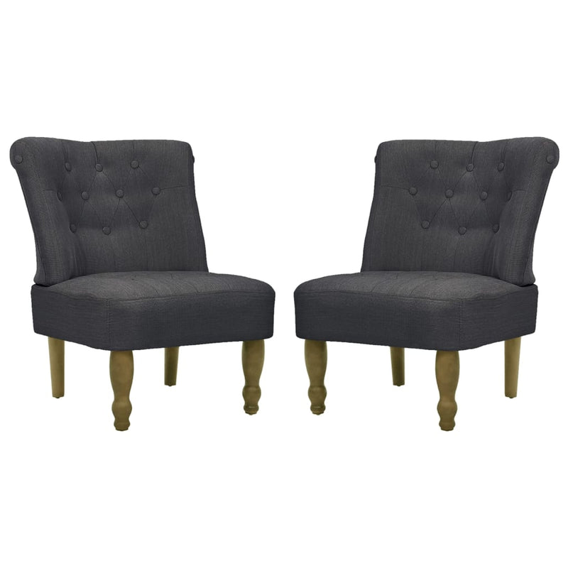 French Chairs 2 pcs Grey Fabric