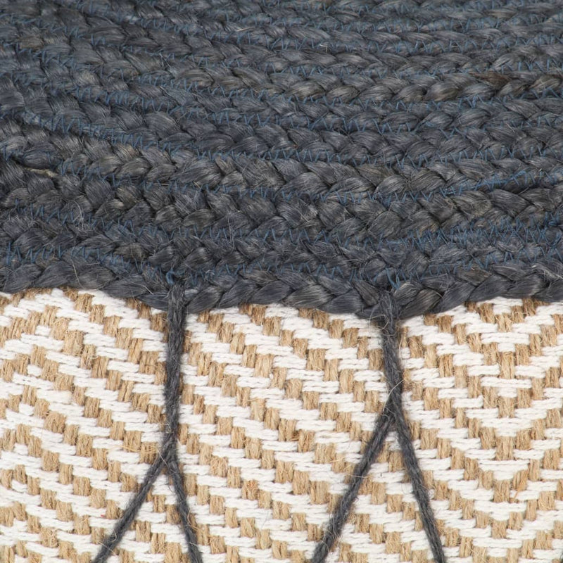 Woven/Knitted Pouffe Jute Cotton 50x30 cm Blue