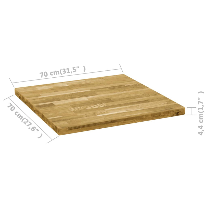 Table Top Solid Oak Wood Square 44 mm 70x70 cm