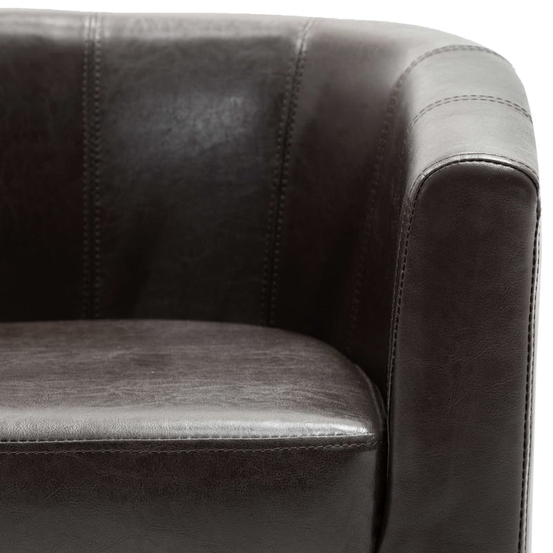 Tub Chair Dark Brown Faux Leather