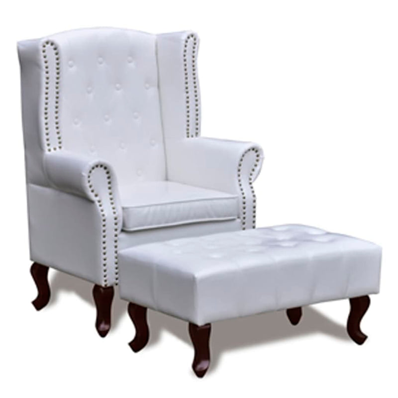 Armchair with Ottoman White