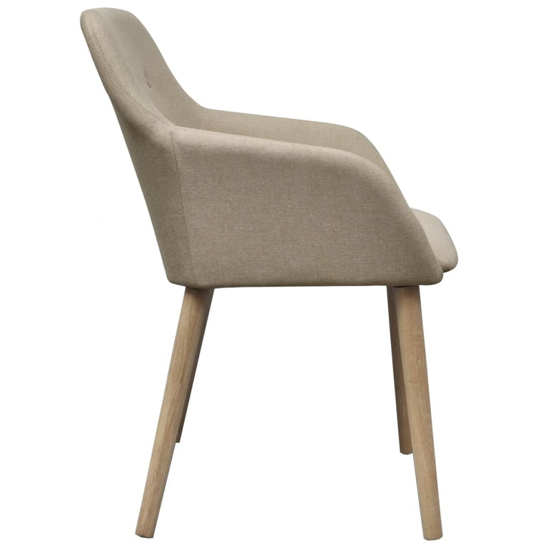 Dining Chairs 4 pcs with Oak Frame Beige Fabric and Solid Oak Wood