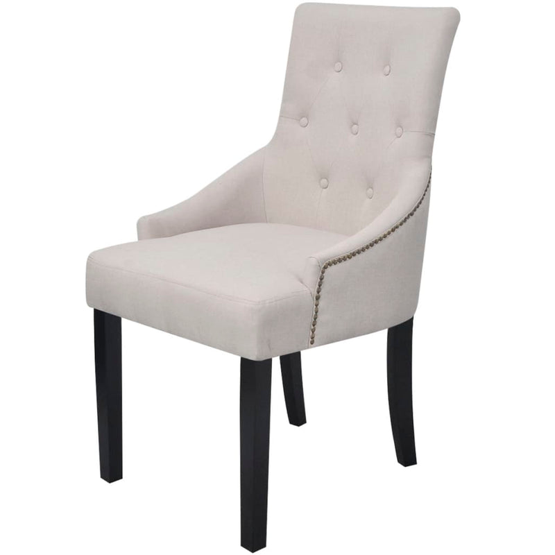 Dining Chairs 4 pcs Cream Grey Fabric
