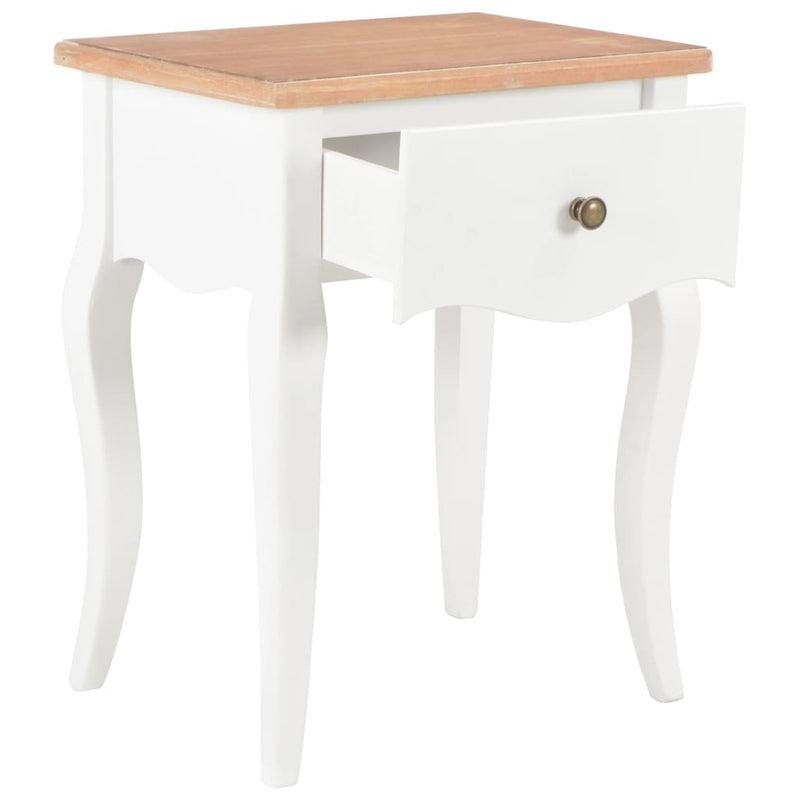 Nightstand White and Brown 40x30x50 cm Solid Pine Wood