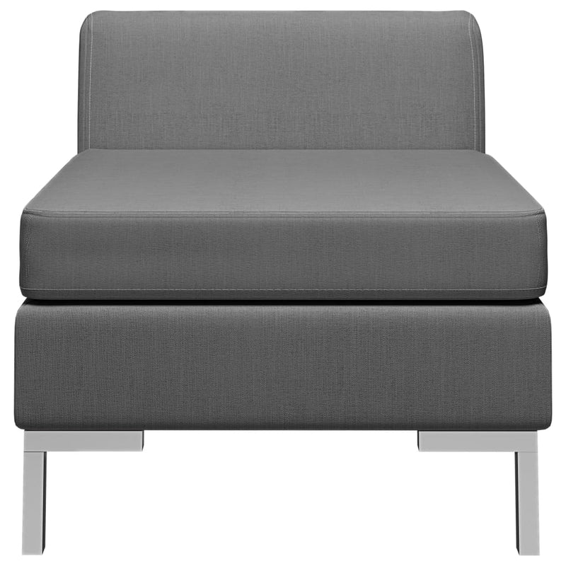 Sectional Middle Sofa with Cushion Fabric Dark Grey