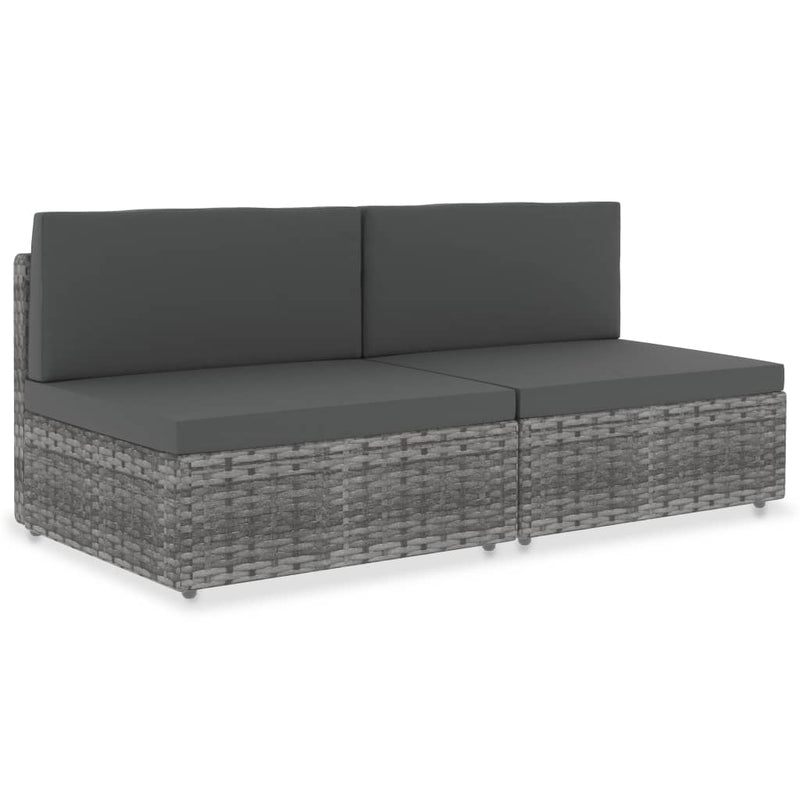 Sectional Sofa 2-Seater Poly Rattan Grey