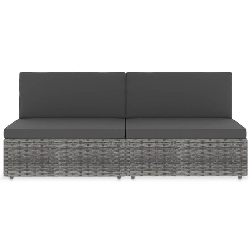 Sectional Sofa 2-Seater Poly Rattan Grey