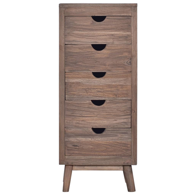 Sideboard with 5 Drawers 40x30x100 cm Solid Teak Wood