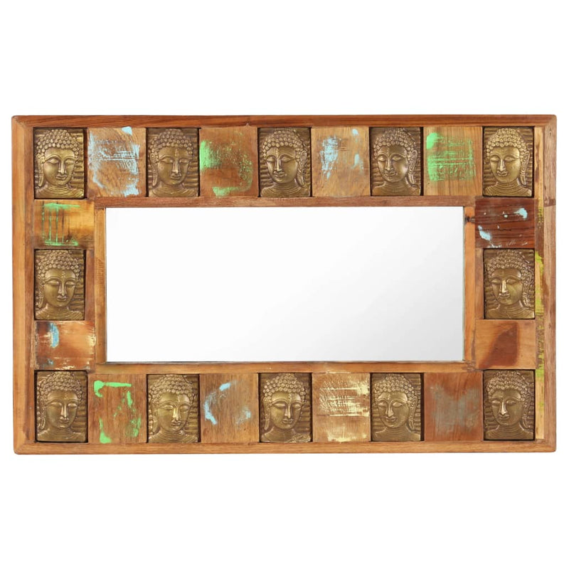 Mirror with Buddha Cladding 80x50 cm Solid Reclaimed Wood
