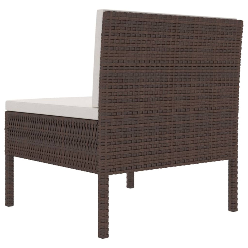 Garden Chairs 3 pcs with Cushions Poly Rattan Brown