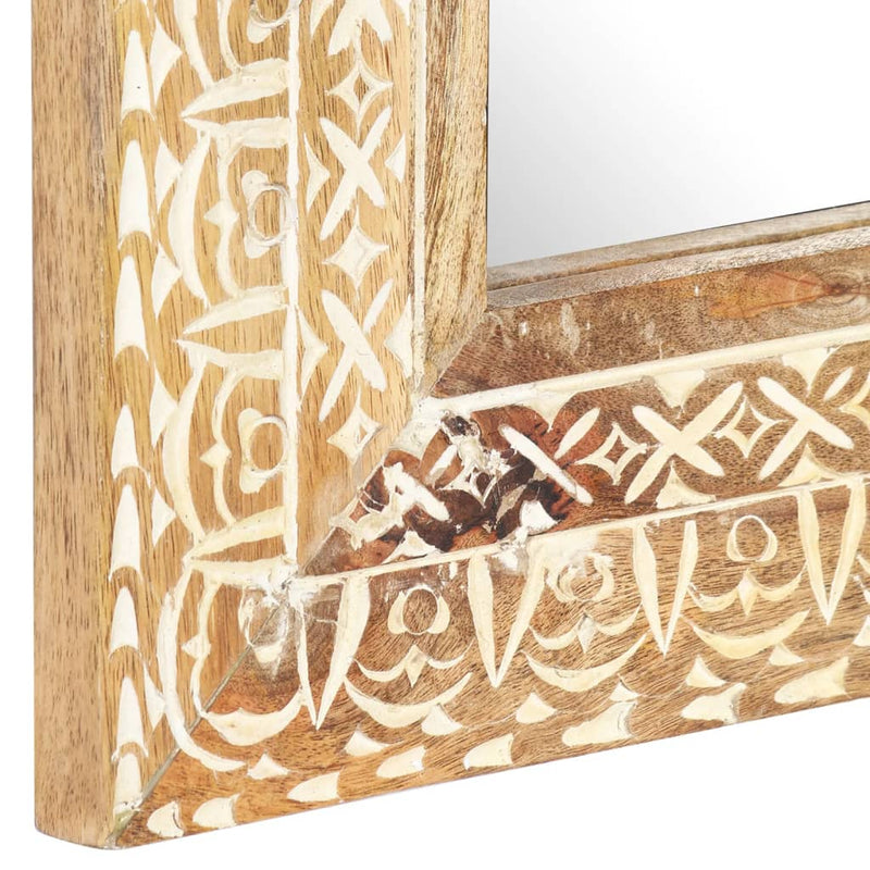Hand-Carved Mirror 110x50x2.6 cm Solid Mango Wood
