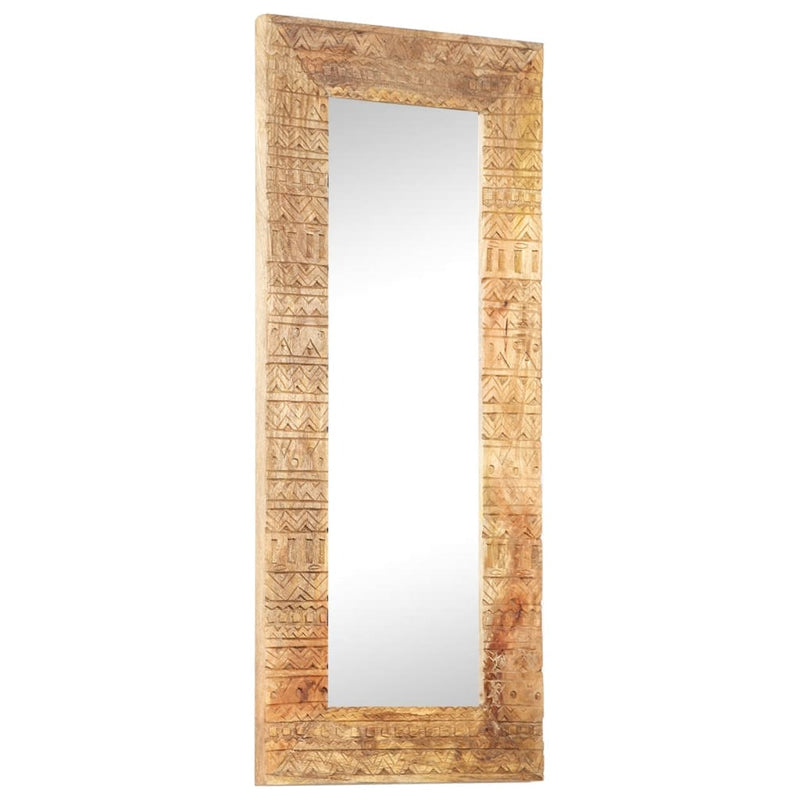 Hand-Carved Mirror 110x50x2.5 cm Solid Mango Wood