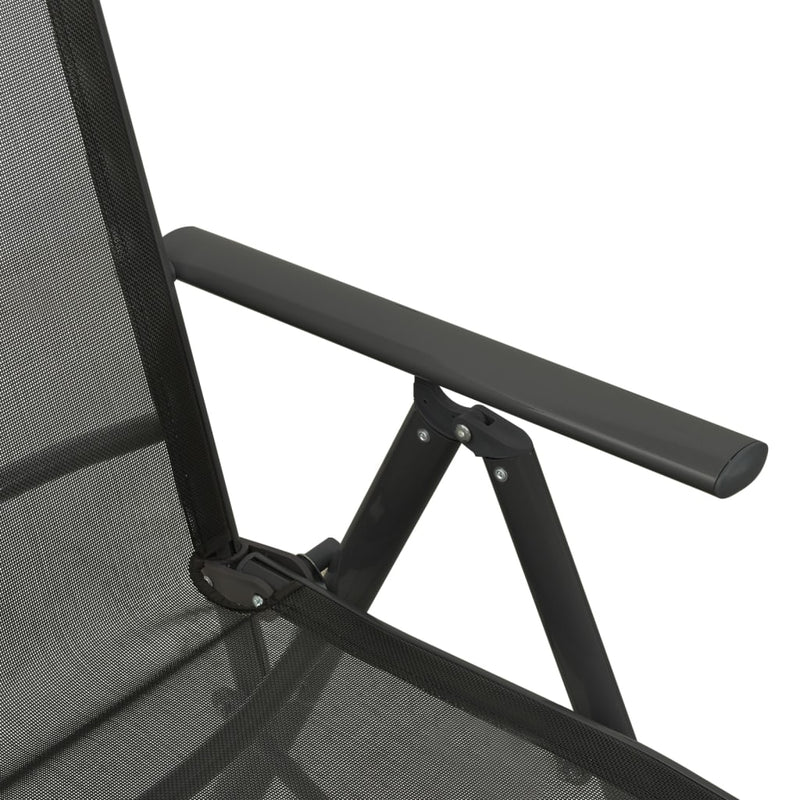 Reclining Garden Chairs 2pcs Textilene and Aluminium Black