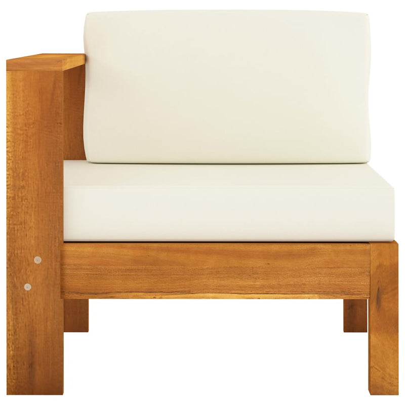 5 Piece Garden Lounge Set with Cream White Cushions Acacia Wood