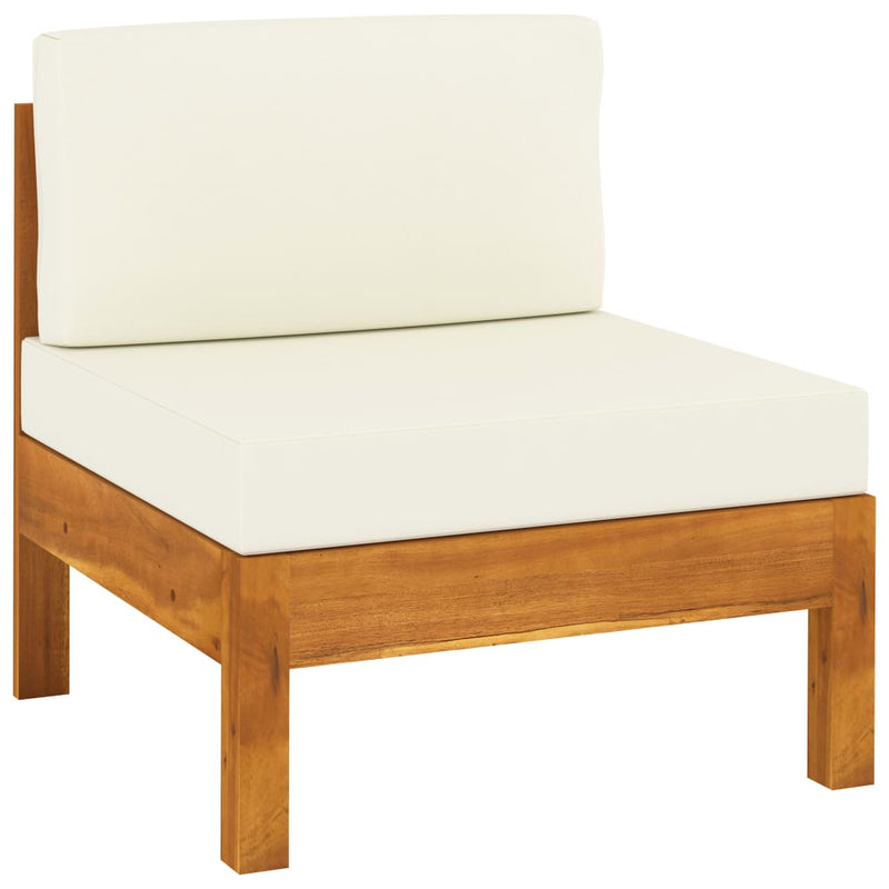 7 Piece Garden Lounge Set with Cream White Cushions Acacia Wood