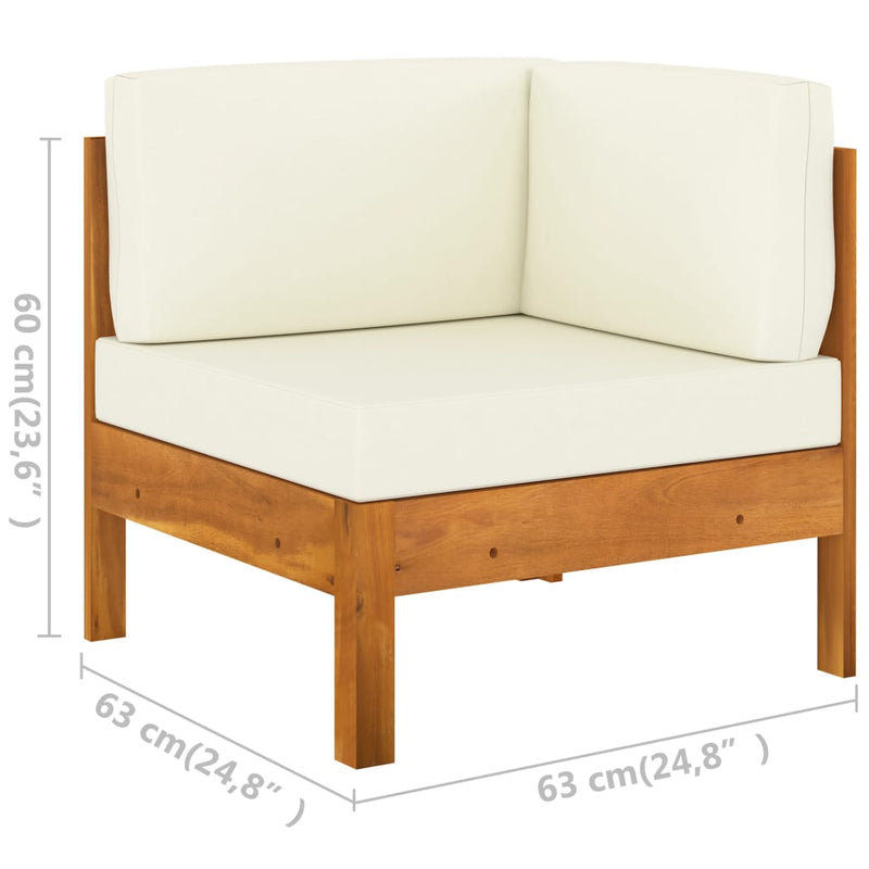 8 Piece Garden Lounge Set with Cream White Cushions Acacia Wood
