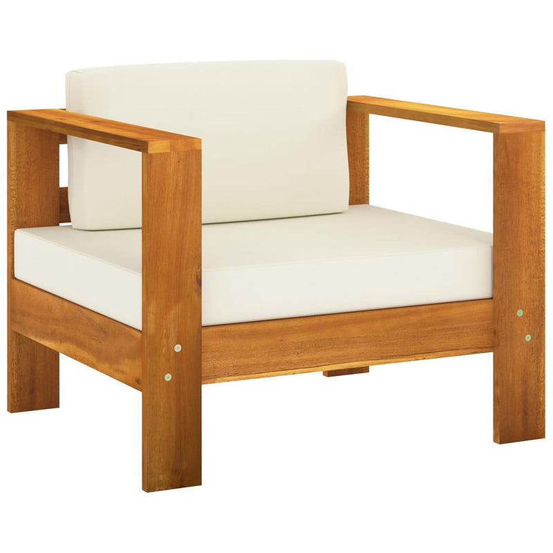 9 Piece Garden Lounge Set with Cream White Cushions Acacia Wood