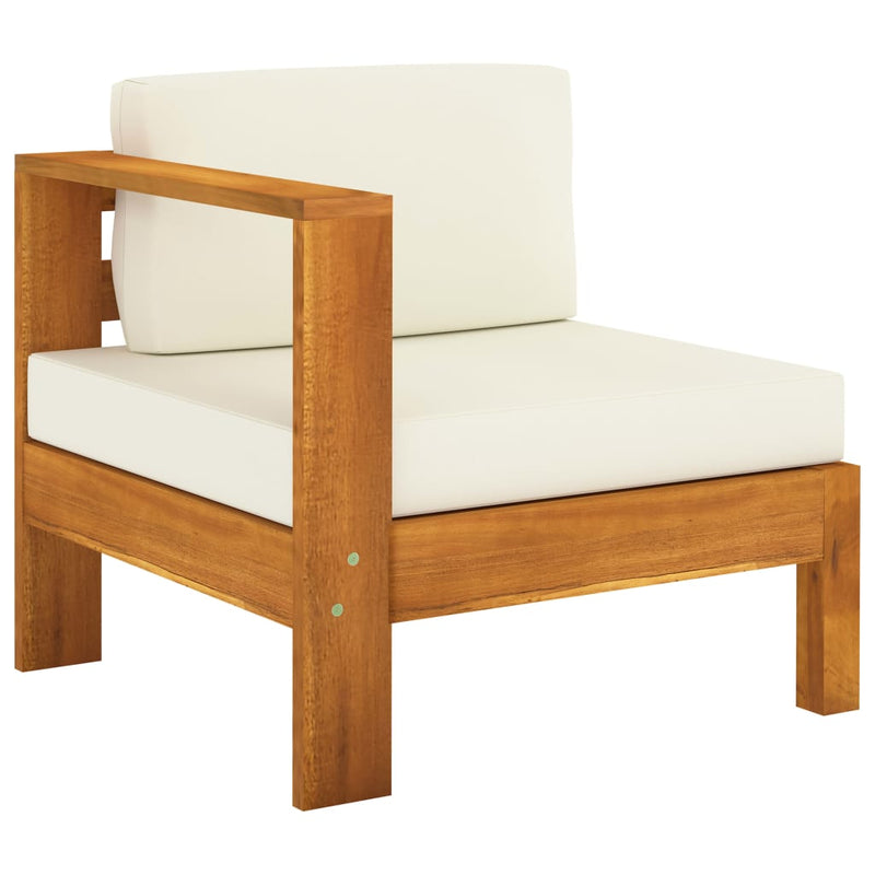 10 Piece Garden Lounge Set with Cream White Cushions Acacia Wood