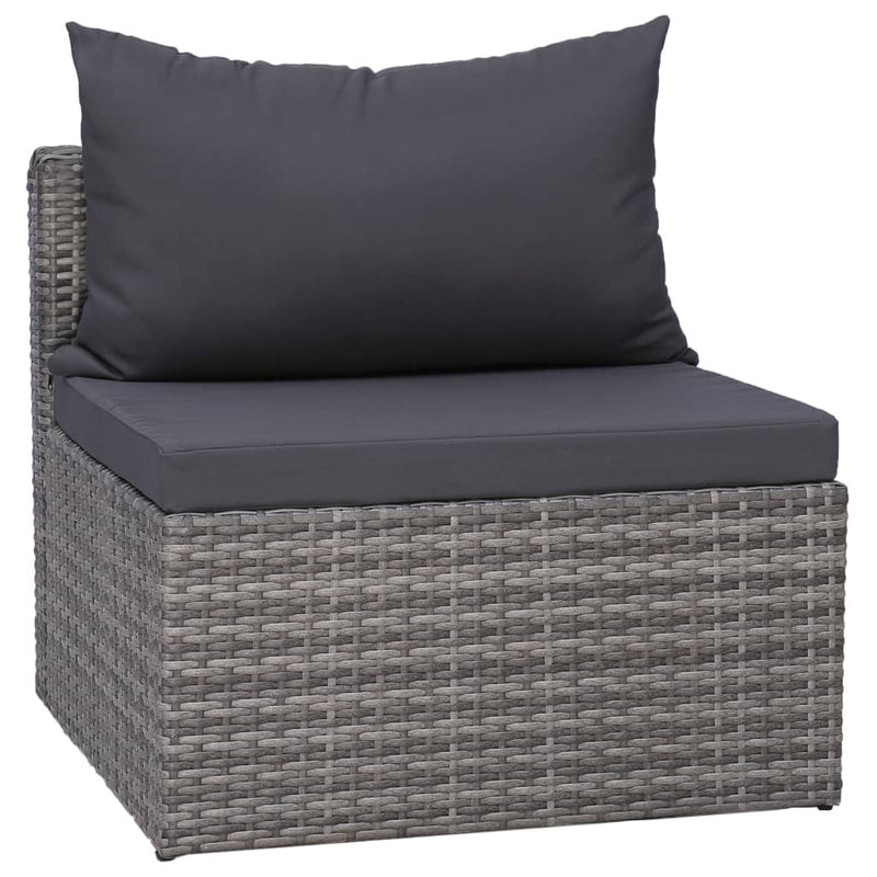 9 Piece Garden Lounge Set with Cushions Poly Rattan Grey