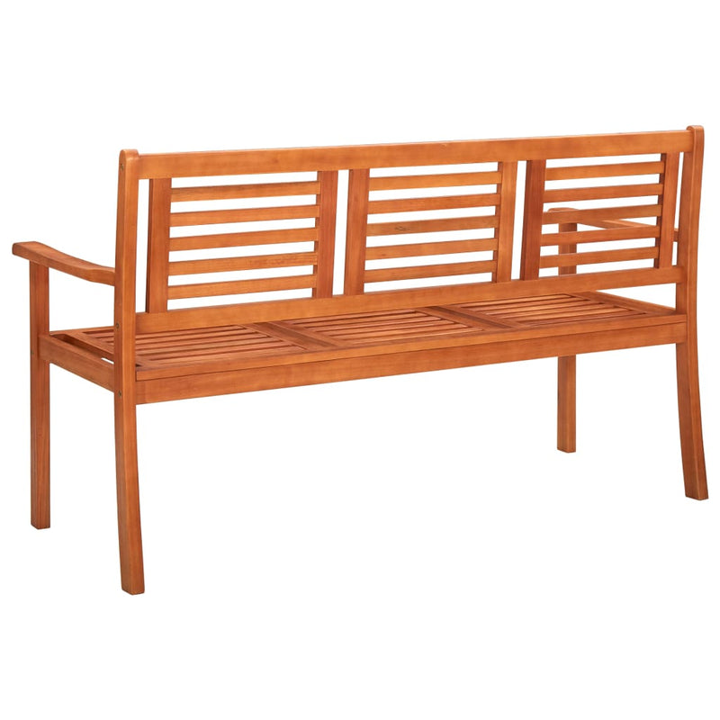 3-Seater Garden Bench with Cushion 150 cm Solid Wood Eucalyptus