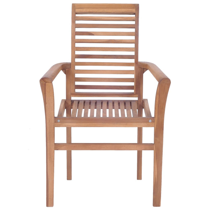Dining Chairs 4 pcs with Beige Cushions Solid Teak Wood