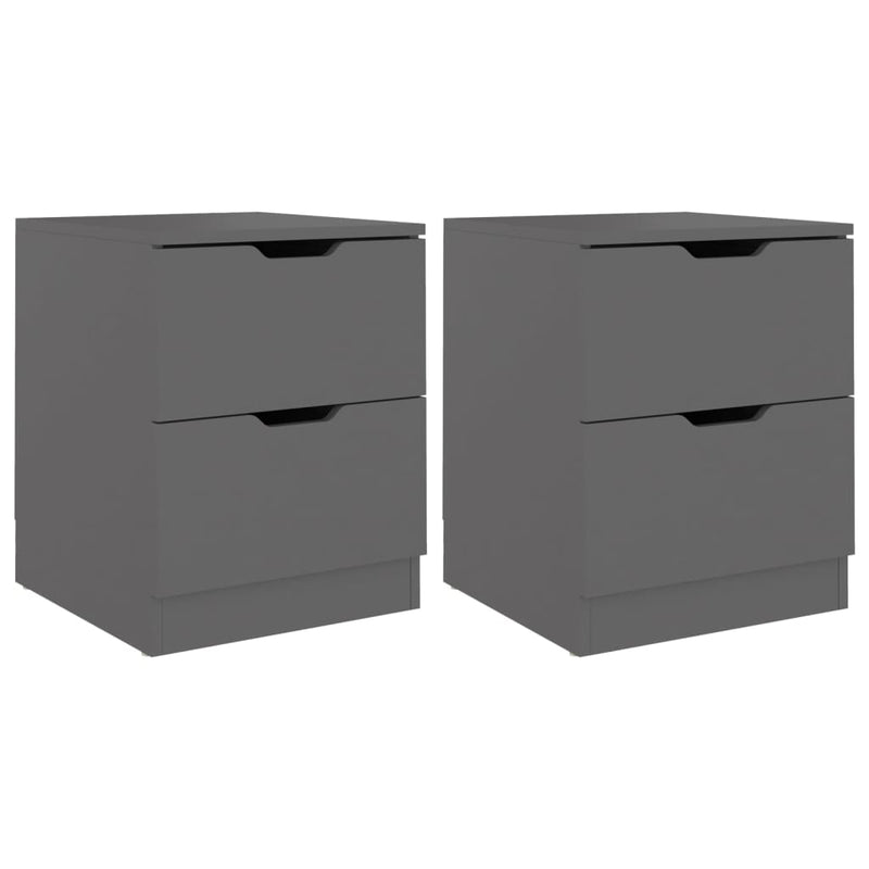 Bedside Cabinets 2 pcs Grey 40x40x50 cm Engineered Wood