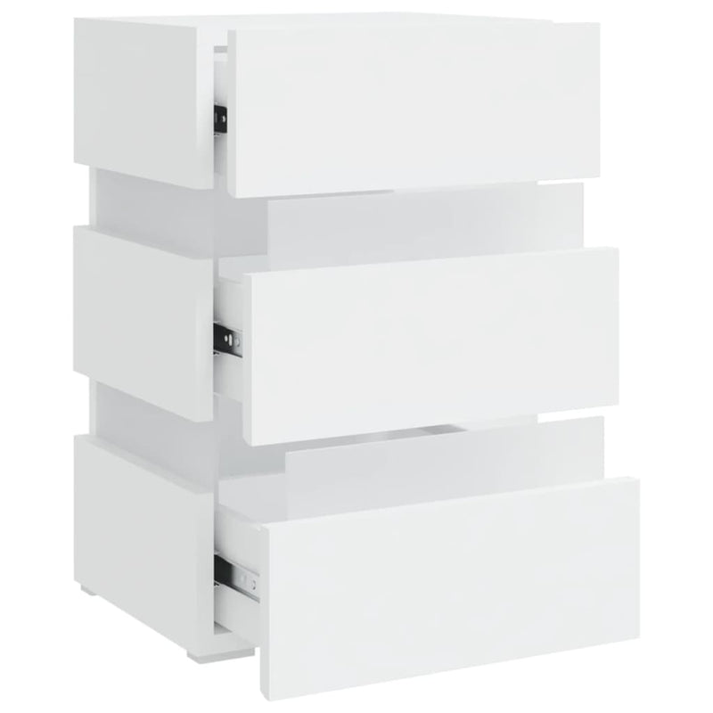 LED Bedside Cabinet White 45x35x67 cm Engineered Wood