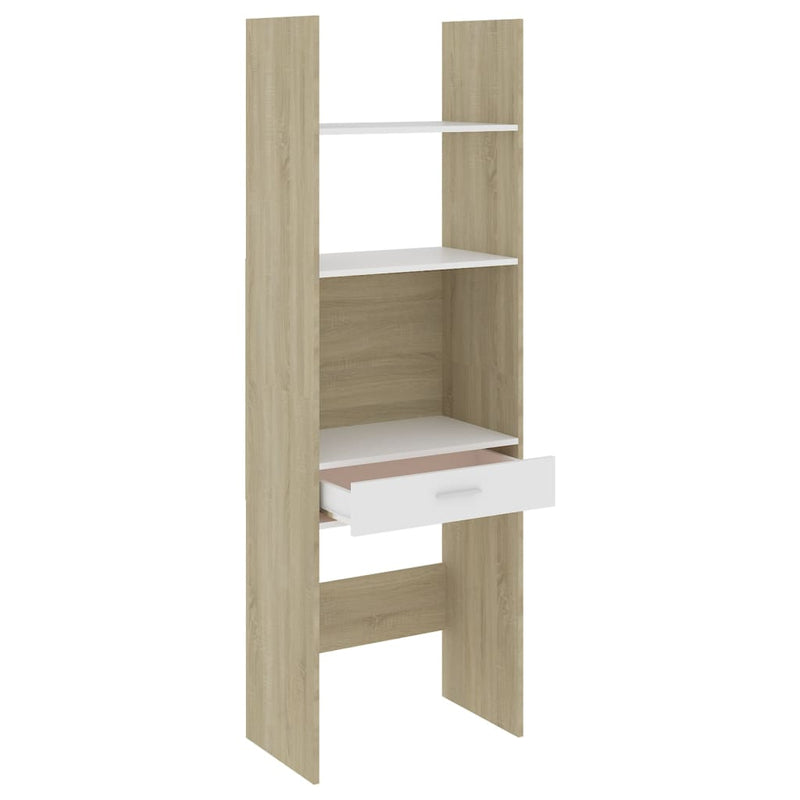 Book Cabinet White and Sonoma Oak 60x35x180 cm Engineered Wood