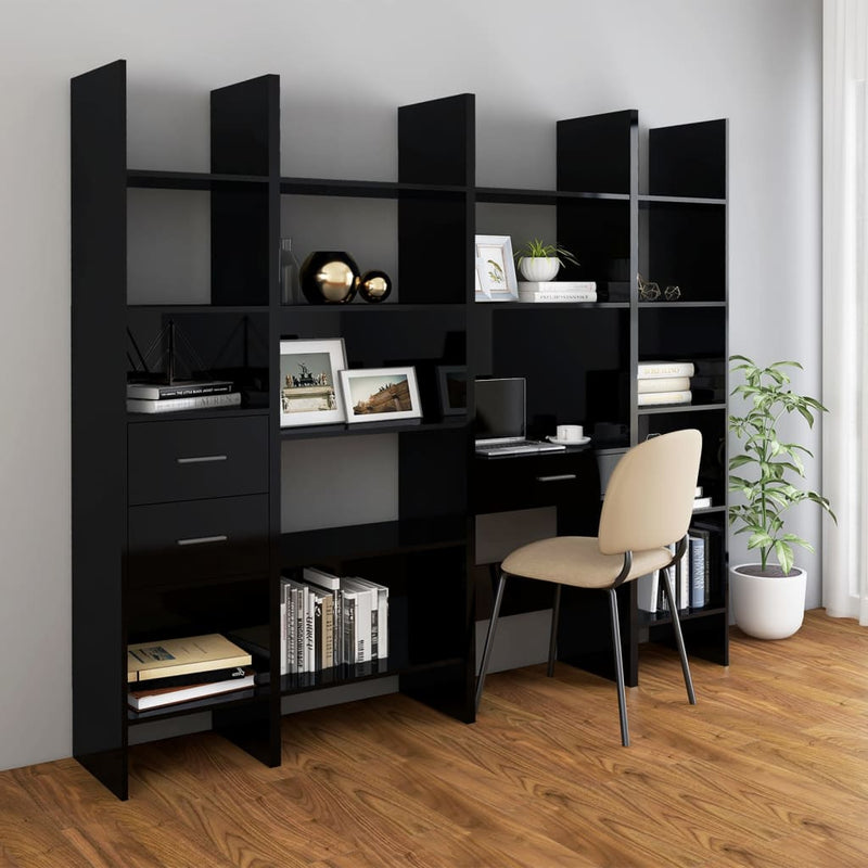 Book Cabinet High Gloss Black 60x35x180 cm Engineered Wood