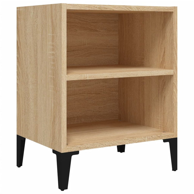 Bed Cabinets with Metal Legs 2 pcs Sonoma Oak 40x30x50 cm