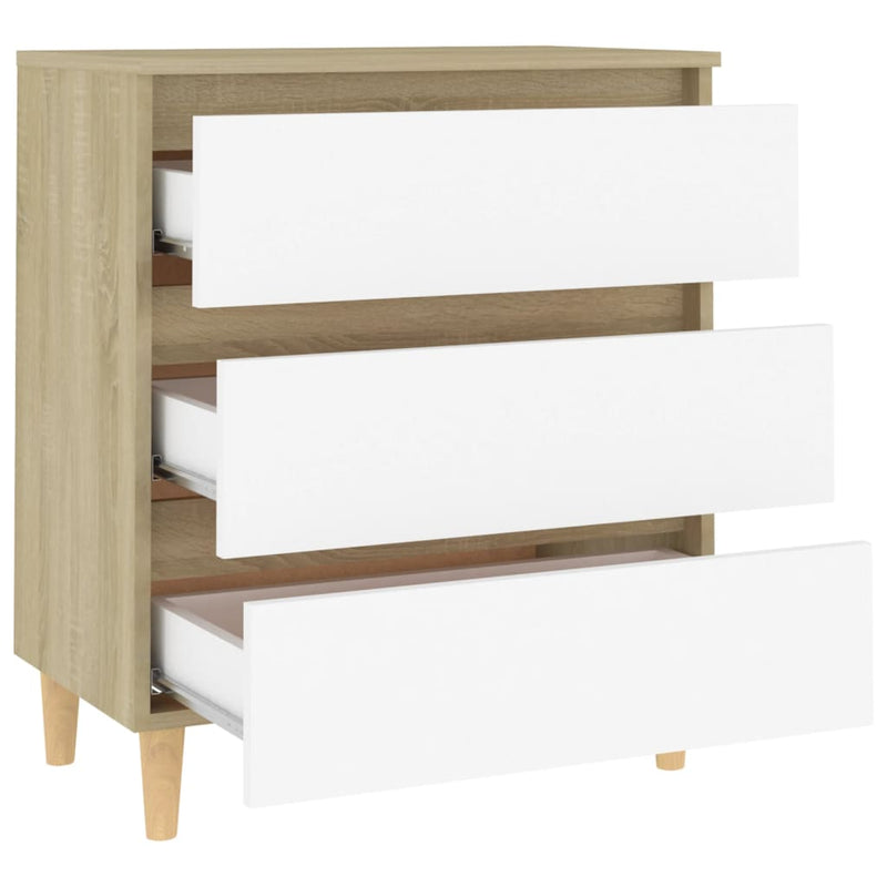 Sideboard White and Sonoma Oak 60x35x69 cm Engineered Wood
