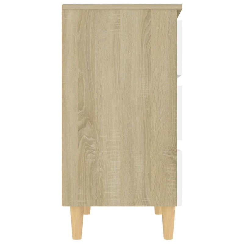 Sideboard White and Sonoma Oak 60x35x69 cm Engineered Wood