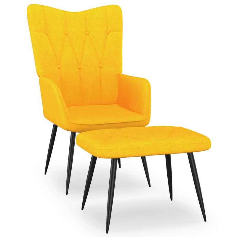 Relaxing Chair with a Stool Mustard Yellow Fabric