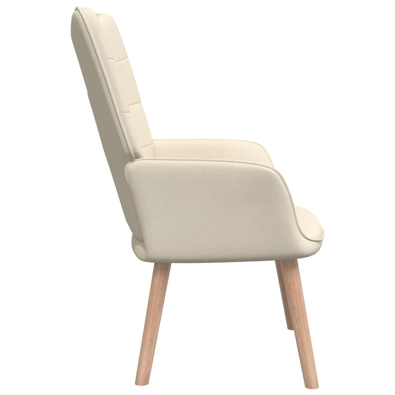 Relaxing Chair with a Stool Cream Fabric