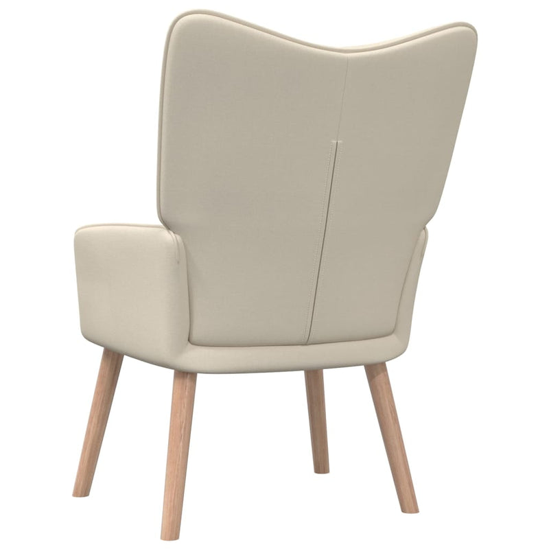 Relaxing Chair with a Stool Cream Fabric