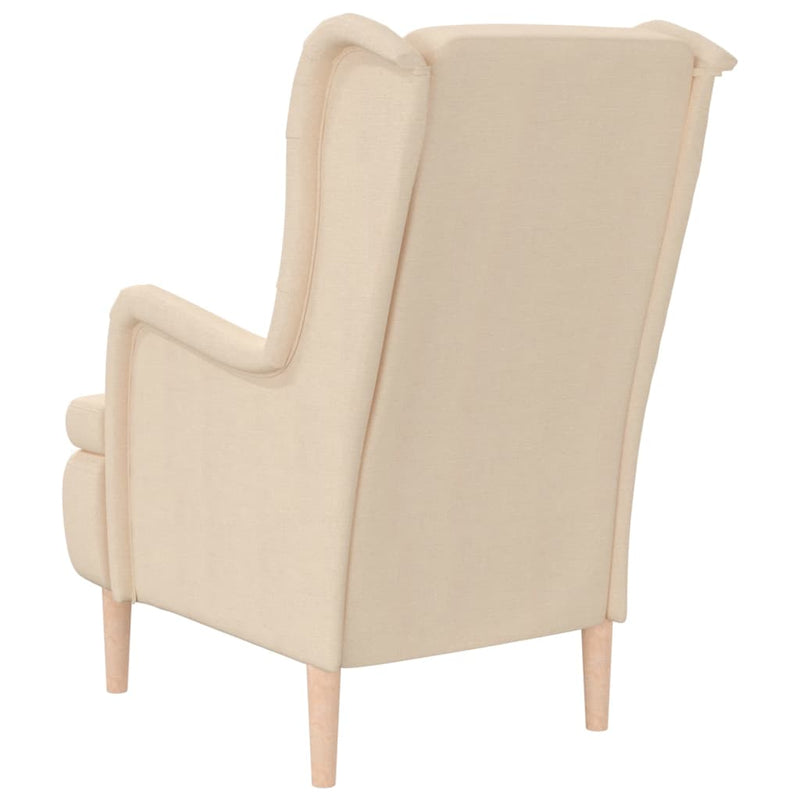 Armchair with Solid Rubber Wood Feet Cream Fabric