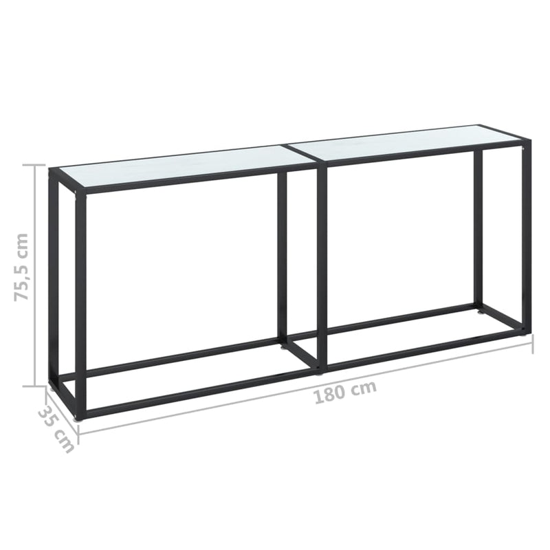 Console Table White Marble 180x35x75.5cm Tempered Glass