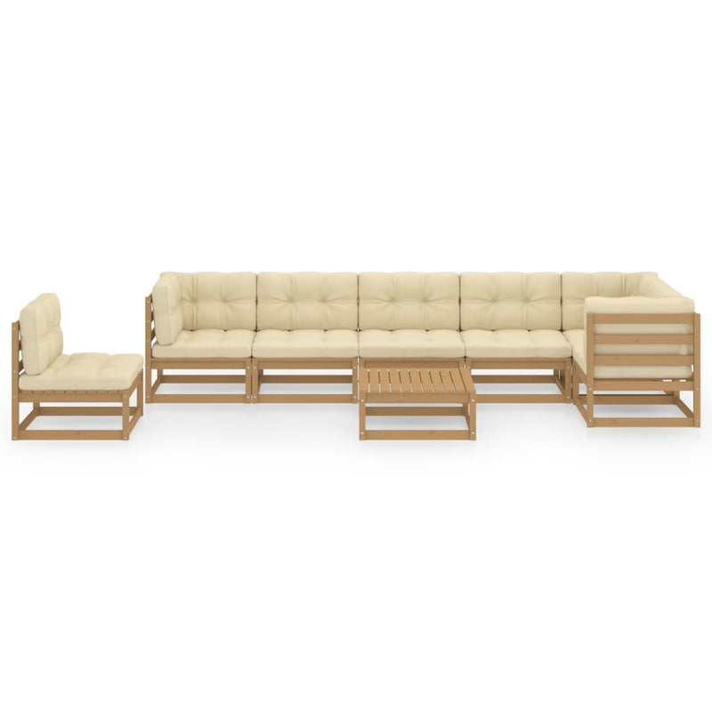 8 Piece Garden Lounge Set with Cushions Solid Pinewood
