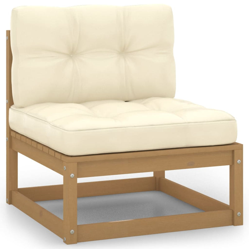 14 Piece Garden Lounge Set&Cushions Honey Brown Solid Pinewood