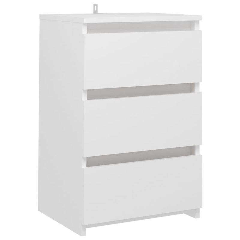 Bed Cabinet White 40x35x62.5 cm Engineered Wood