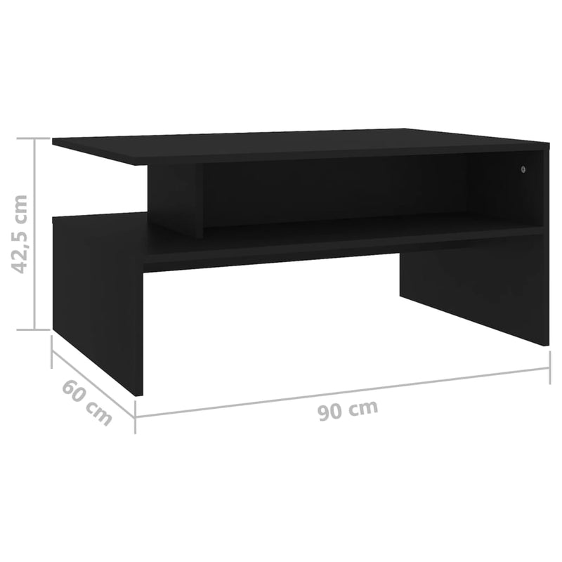 Coffee Table Black 90x60x42.5 cm Engineered Wood