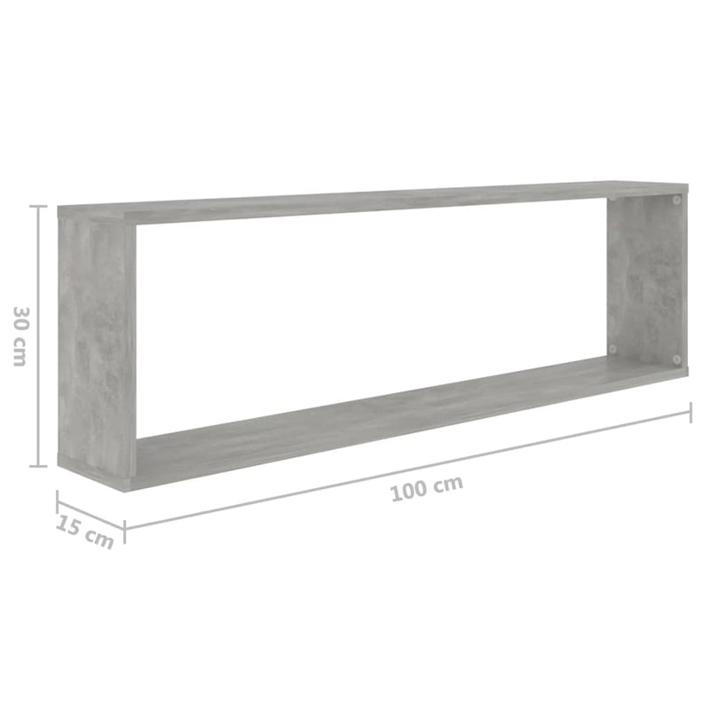 Wall Cube Shelves 6 pcs Concrete Grey 100x15x30 cm Engineered Wood