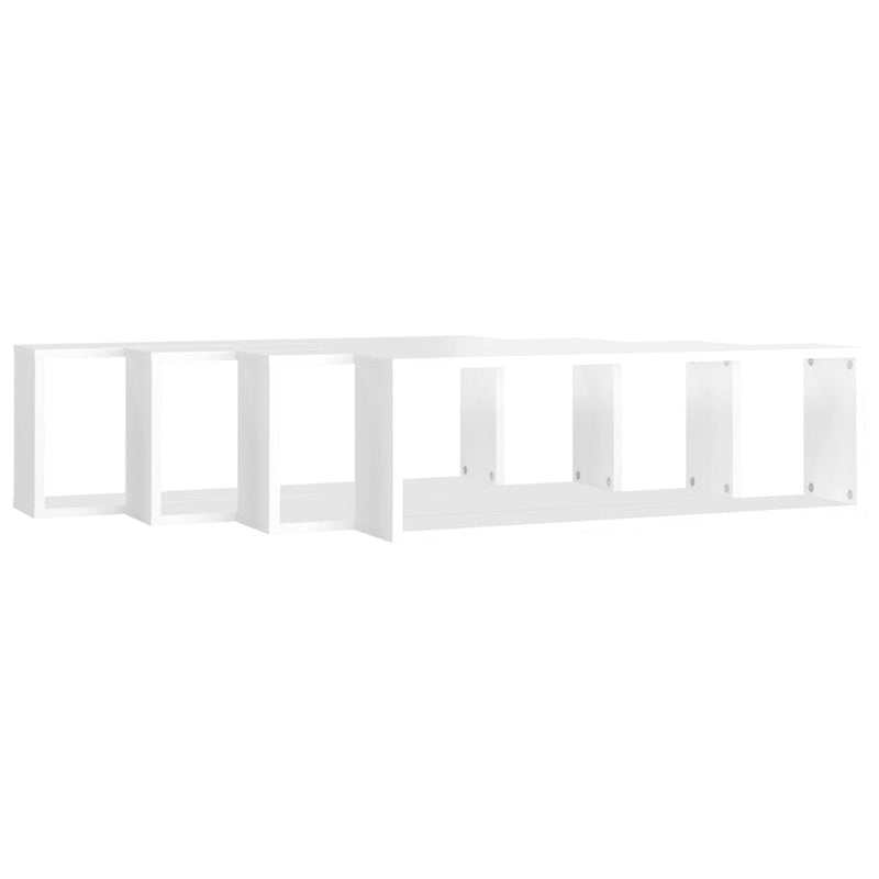 Wall Cube Shelves 4 pcs High Gloss White 80x15x26.5cm Engineered Wood