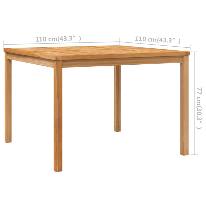 Garden Dining Table 110x110x77 cm Solid Teak Wood